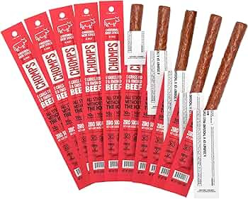 Chomps Grass-Fed and Finished Original Beef Jerky Snack Sticks 10-Pack - Keto, Paleo, Whole30, 10... | Amazon (US)