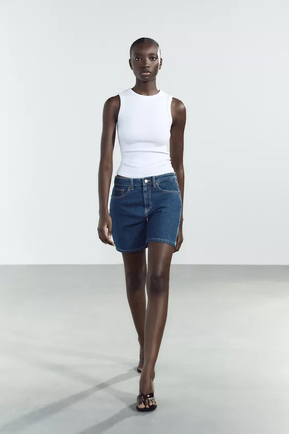 TRF MID-RISE DENIM BERMUDA SHORTS | Zara UK