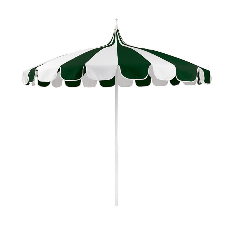 Round Two-Tone Pagoda Outdoor Patio Umbrella, Fiberglass with Push Lift - Forest Green, 8.5' | The Company Store