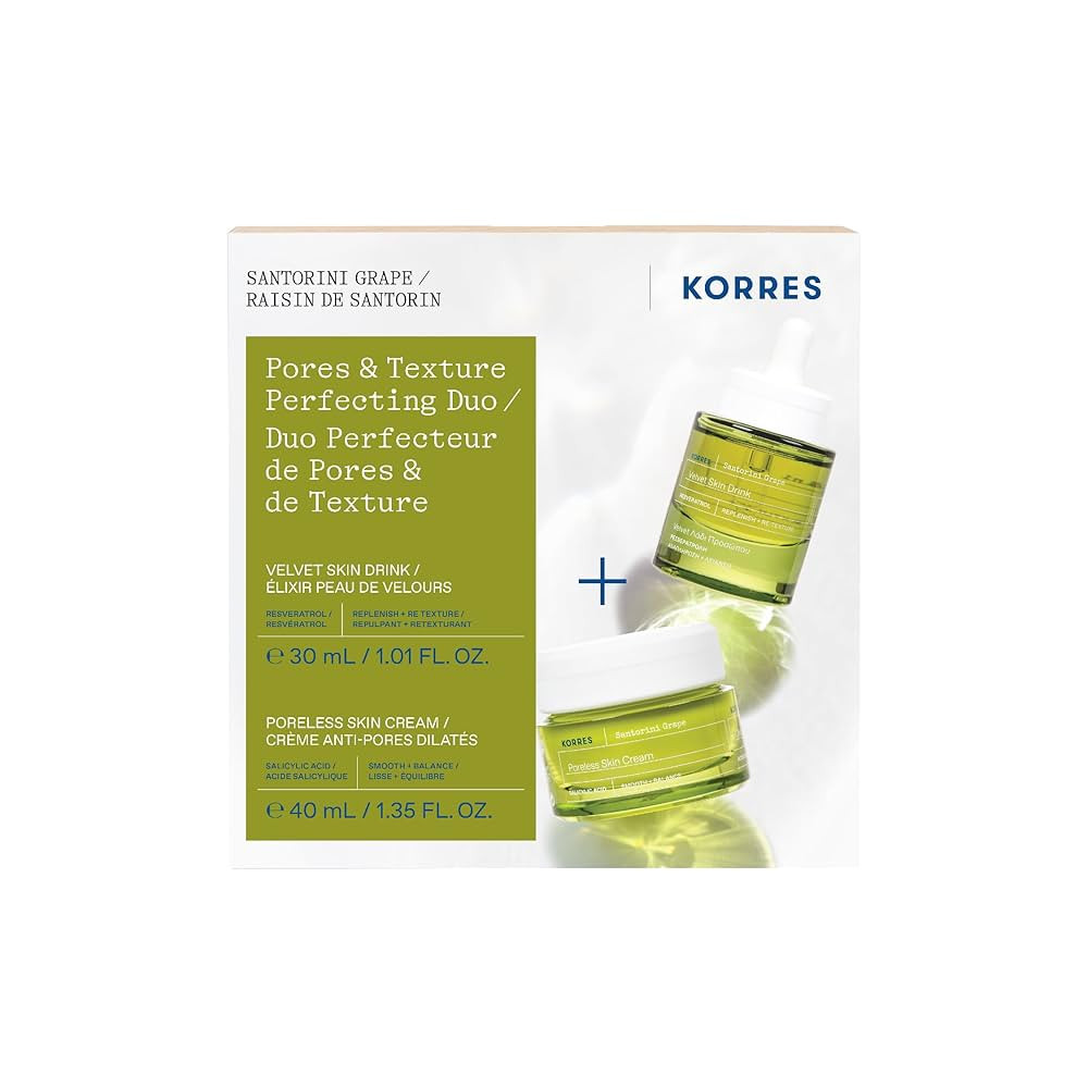KORRES Santorini Grape Duo Regimen Set, Velvet Skin Drink Face Oil & Poreless Skin Cream, Smooth ... | Amazon (US)