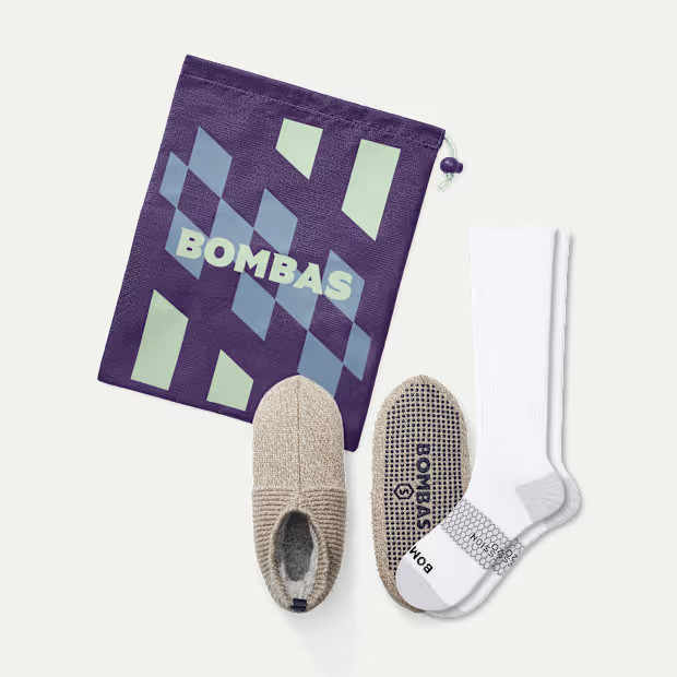 Women's Travel Compression Sock and Gripper Slipper 2-Pack | Bombas