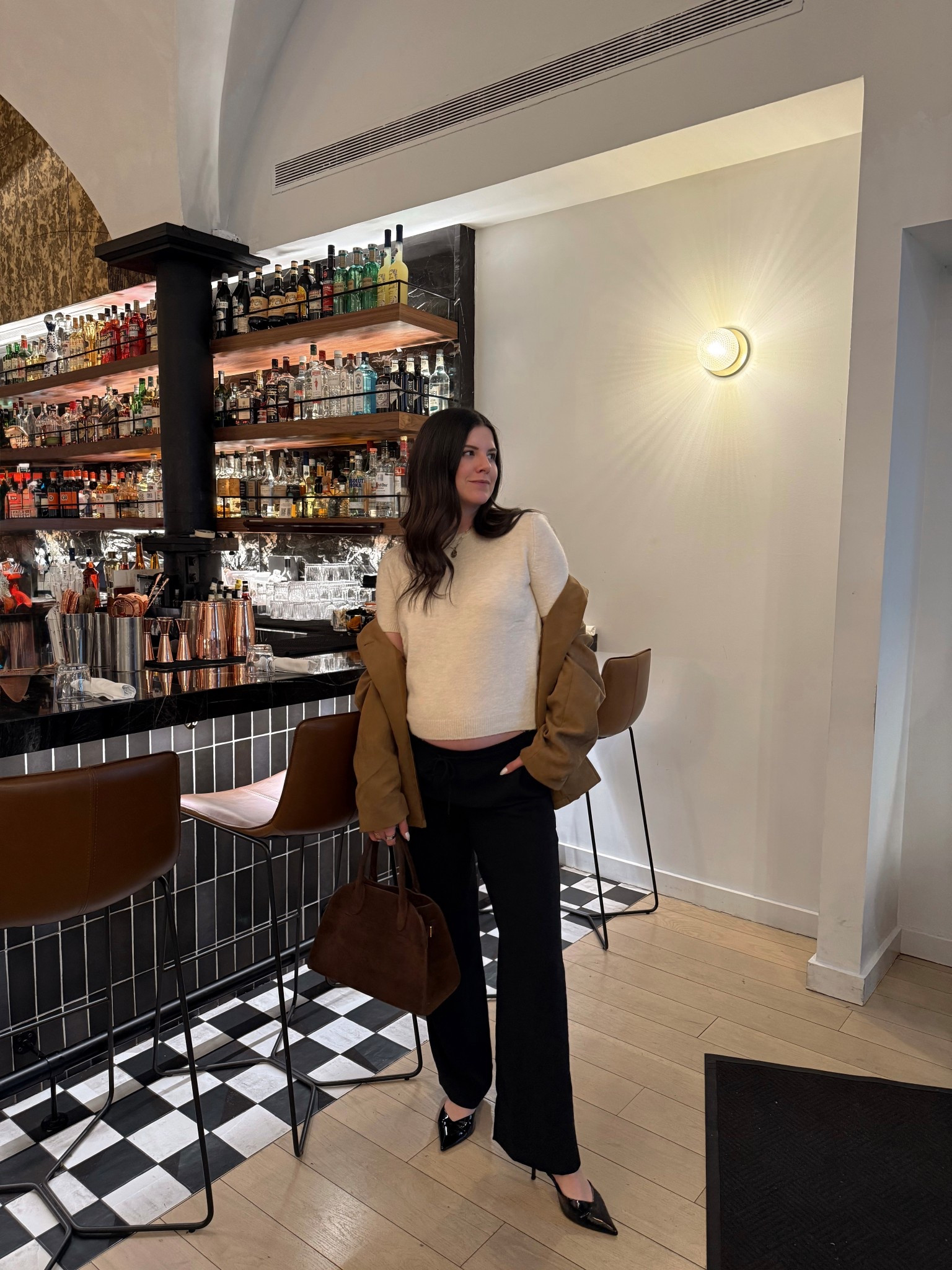 brunch bump fit, maternity pants, bump outfit, maternity outfit, suede jacket, kitten heels 

#LTKBump