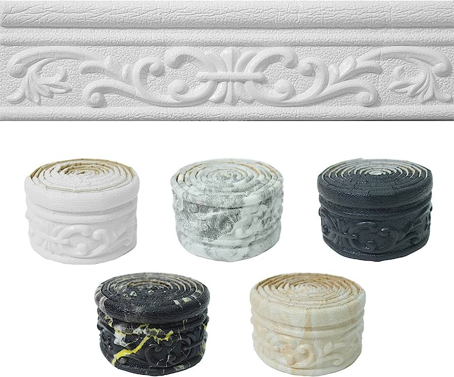 WAPANE 90" x 3.1" Peel Stick Foam Molding Trim Self Adhesive, Crown Molding Wallpaper Border Flex... | Amazon (US)