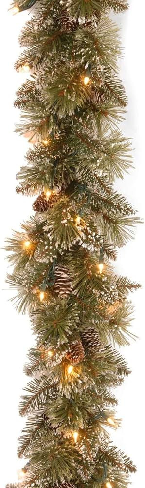 National Tree Company Pre-Lit Artificial Christmas Garland, Green, Glittery Bristle Pine, White L... | Amazon (US)
