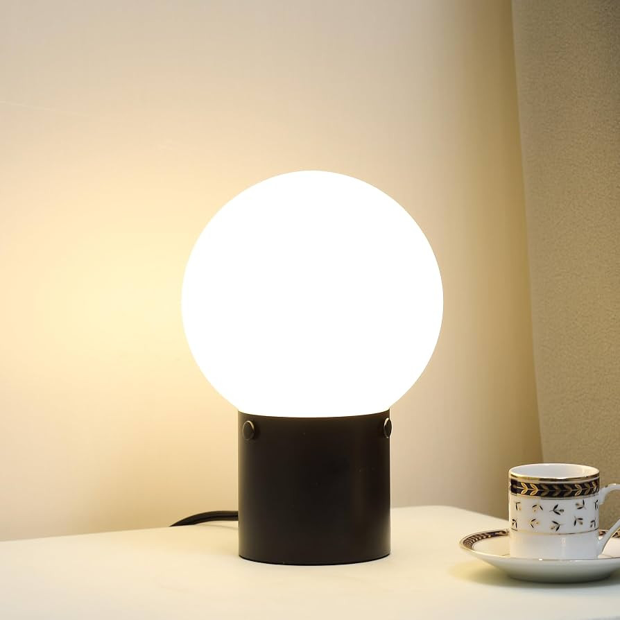 Somniferous Small Table Lamp for Nightstand with Frosted Glass Globe Lamp Shade, Mid Century Mode... | Amazon (US)