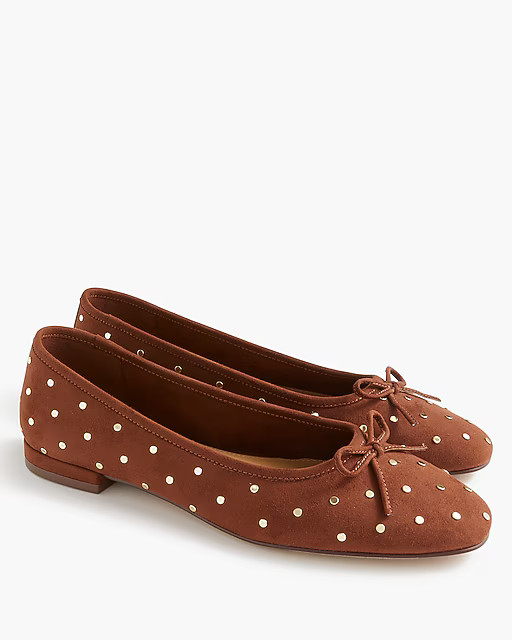 Faux-suede studded ballet flats | J.Crew Factory