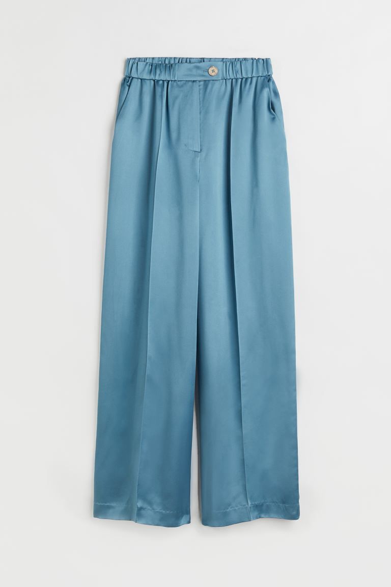 Straight silk-blend trousers | H&M (UK, MY, IN, SG, PH, TW, HK)