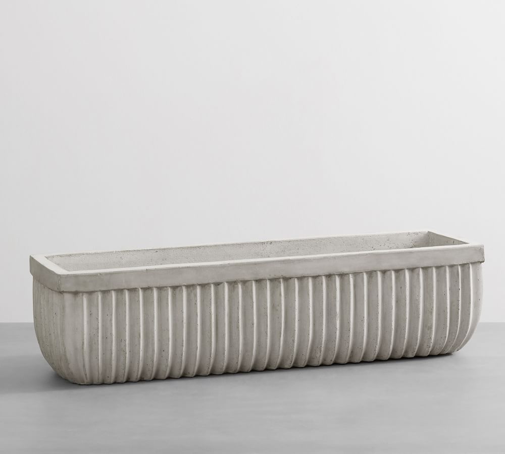 Concrete Fluted Planter, Grey, 11.81&amp;quot; Diam. x 11.81&amp;quot; H | Pottery Barn (US)