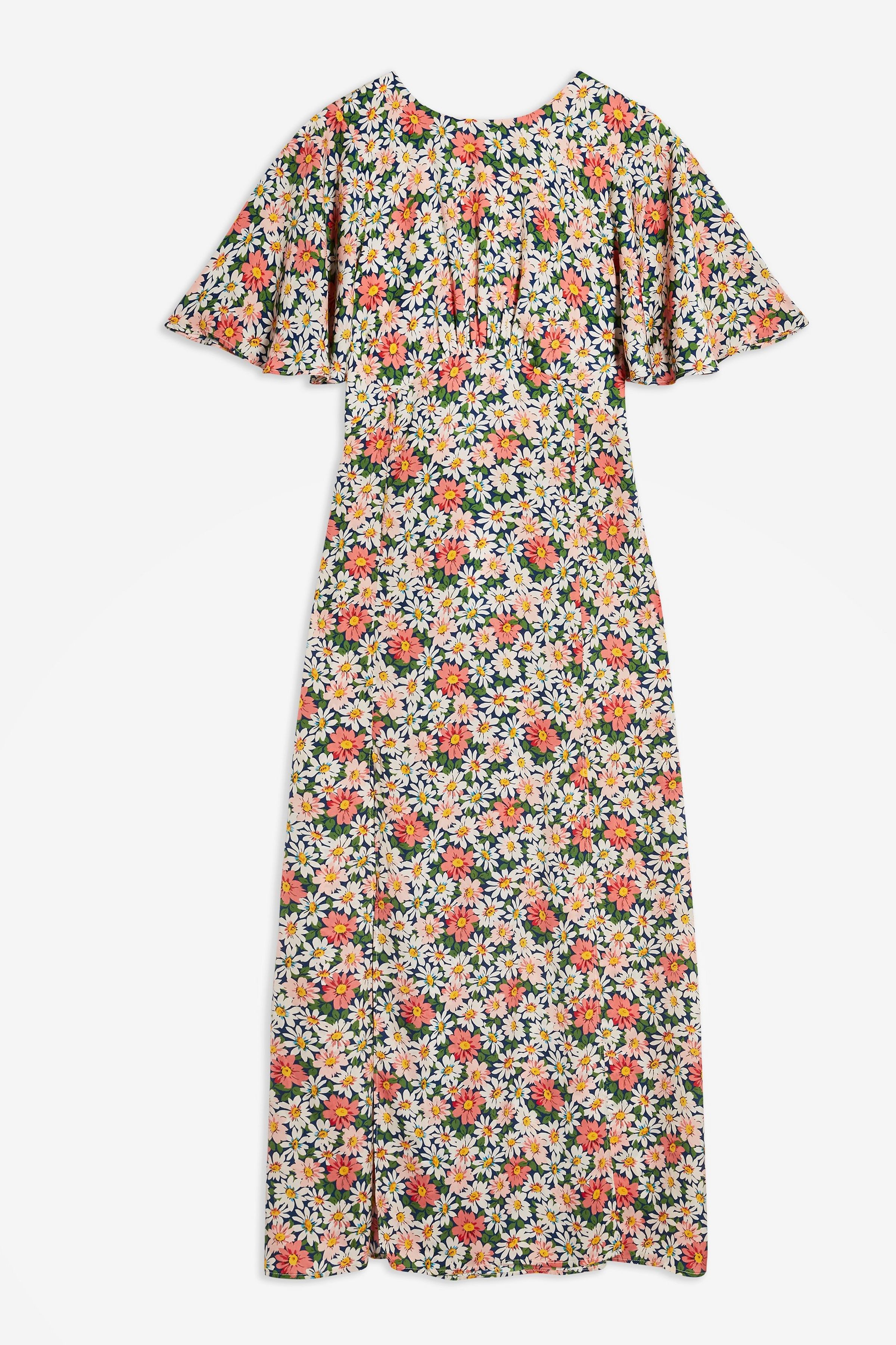 AUSTIN Floral Daisy Print Angel Sleeve Midi Dress | Topshop UK