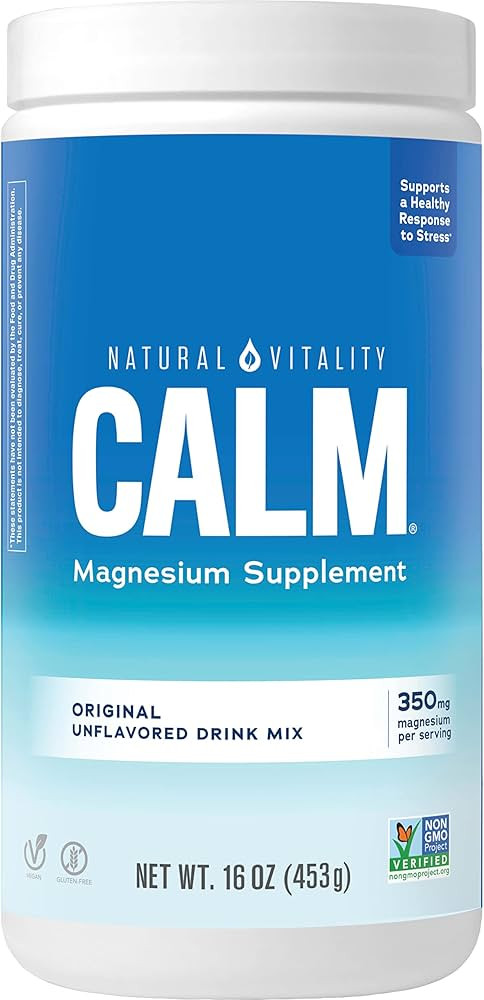 Natural Vitality Calm, Magnesium Citrate Supplement, Anti-Stress Drink Mix Powder - Gluten Free, ... | Amazon (US)