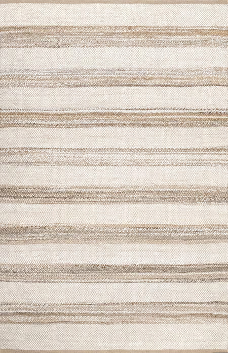 Natural Ren Striped Jute 7' 6" x 9' 6" Area Rug | Rugs USA