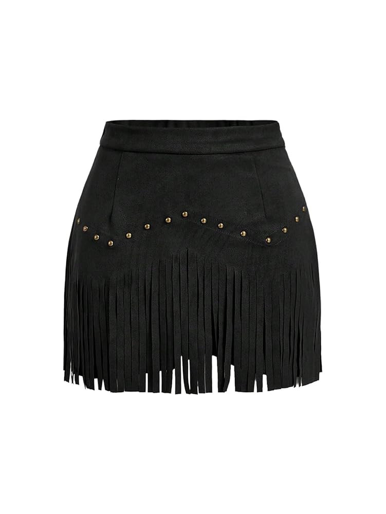 SweatyRocks Women's Suede Fringe Sexy Cowgirl Skirts Country Concert Outfit Western High Waisted ... | Amazon (US)