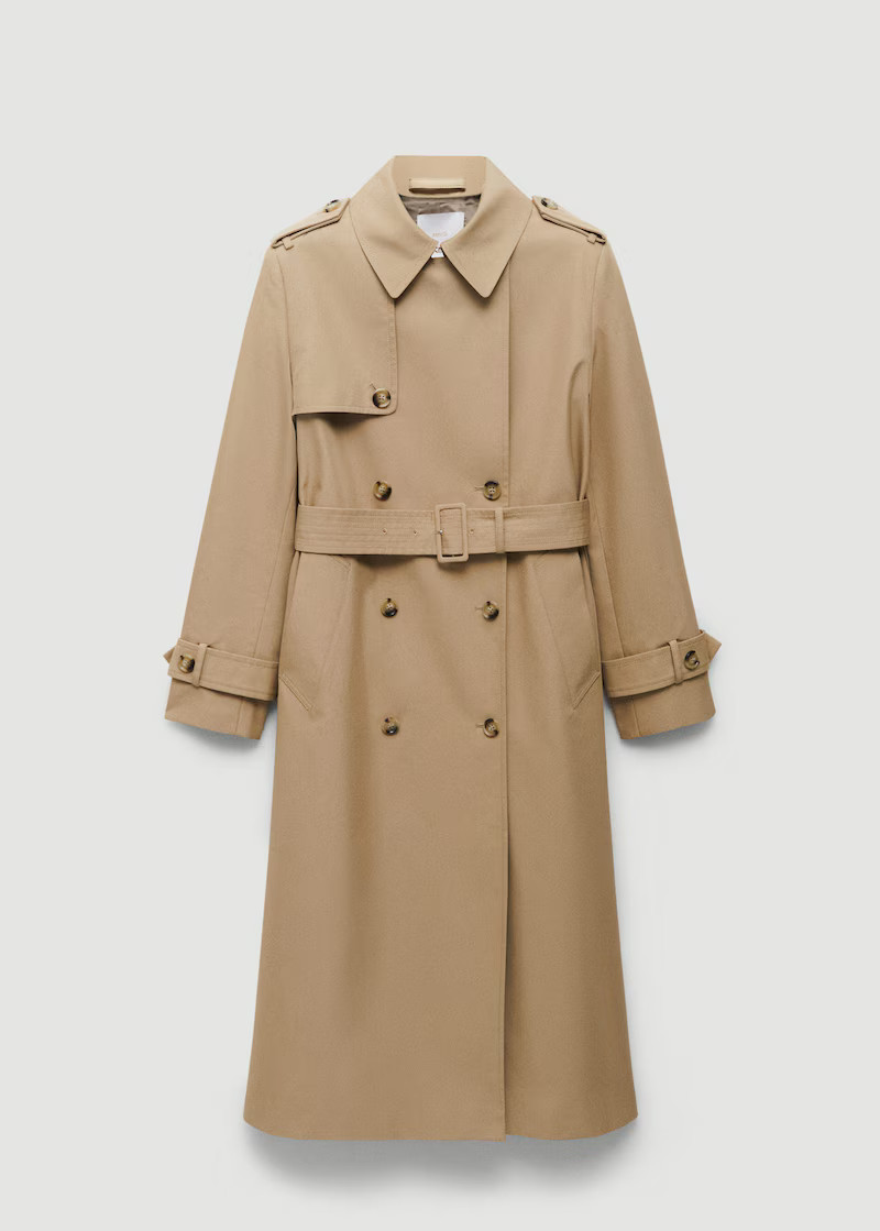 Double-breasted cotton trench coat -  Women | Mango USA | MANGO (US)