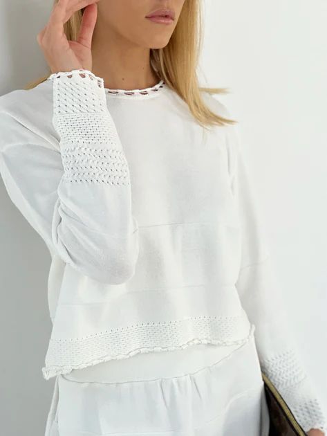 Maya Knitted Easy Sweater | White | Vita Grace