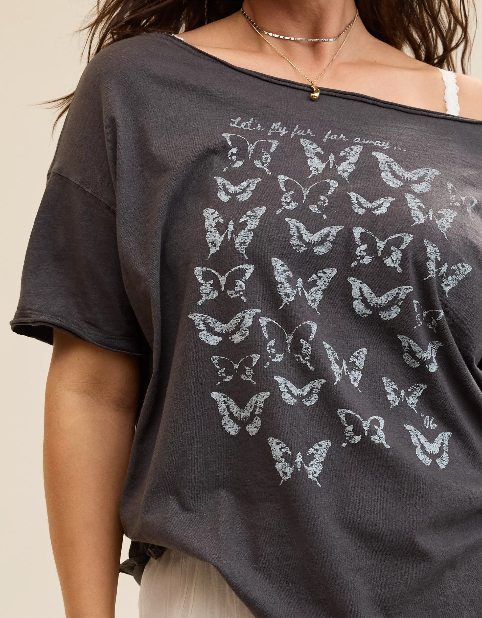 Aerie Oversized Off The Shoulder Boyfriend T-Shirt | Aerie