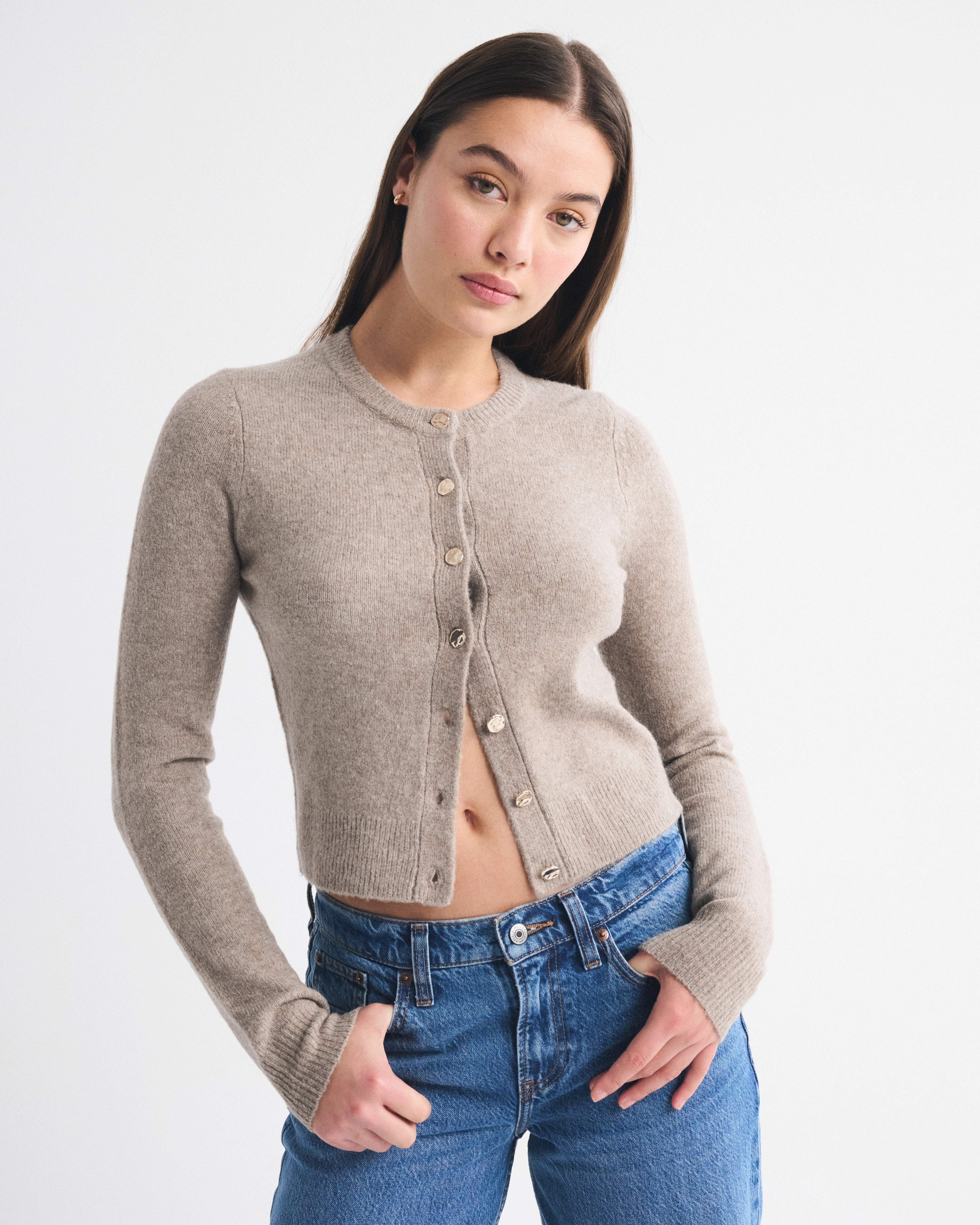 Shrunken Crew Cardigan | Abercrombie & Fitch (US)