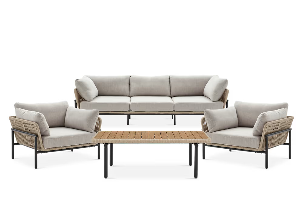 Sierra Outdoor Sofa, 2 Lounge Chairs & Coffee Table SetSet Sale | Castlery US
