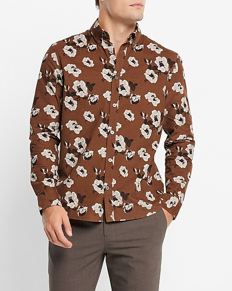 Floral Stretch Corduroy Shirt | Express