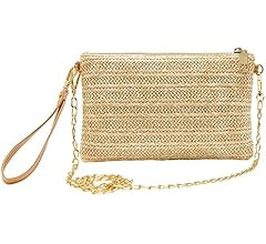 SINGBO Crossbody Summer Bag for Women Beach Straw Purse with Chain Strap | Amazon (US)
