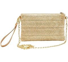 SINGBO Crossbody Summer Bag for Women Beach Straw Purse with Chain Strap | Amazon (US)