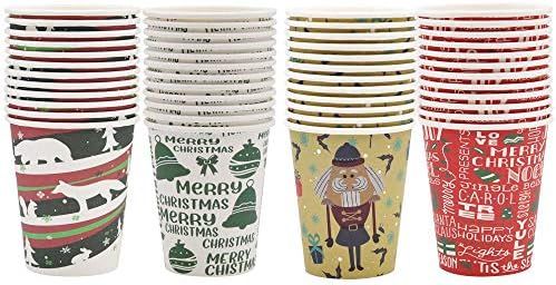JOYIN 48 PCS Christmas Disposable Cups Holiday Supplies 9-Ounce Paper Cocoa Cups, Xmas Party Drin... | Amazon (US)
