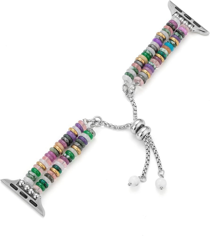 Colorful Natural Stones Beaded Watch Band for Women Compatible with Apple Watch 38/40/41/42/44/45... | Amazon (US)