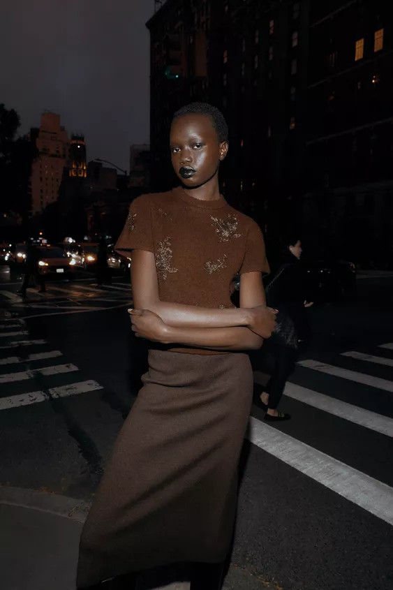 SHORT SLEEVE KNIT BEADED JUMPER | Zara US