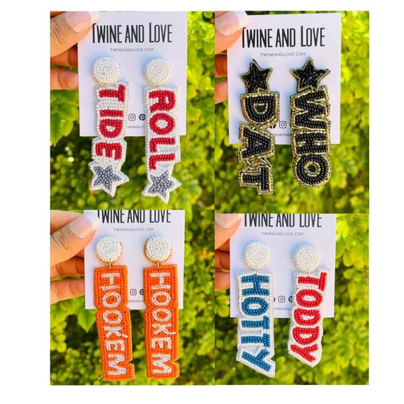 Game Day Earrings, Football Earrings, Beaded Earrings, GameDay Earrings, College Football Earring... | Etsy (US)