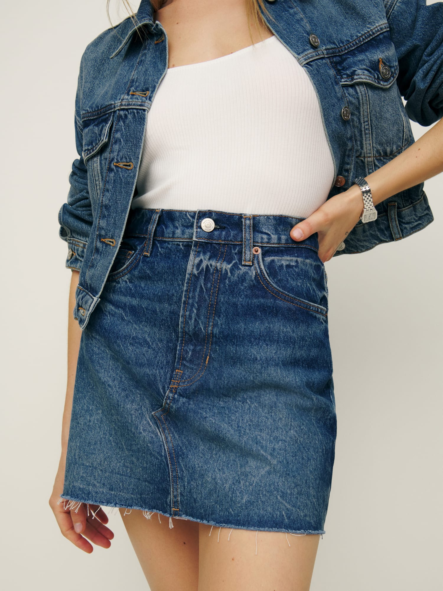 Nina Denim Mini Skirt | Reformation (Global)