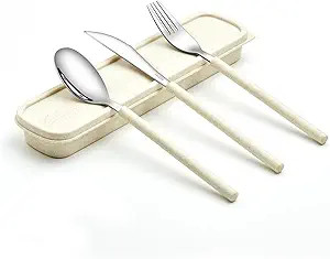 YBOBK HOME Reusable Utensils with Case, Travel Portable Fork Knife Spoon Set with Organizer Stain... | Amazon (US)