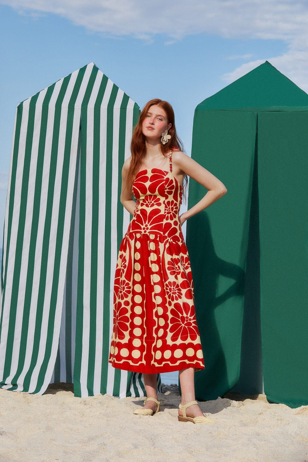 Red Palermo Sleeveless Midi Dress | FarmRio