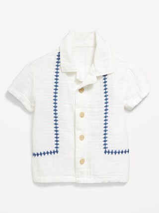 Short-Sleeve Textured Double-Weave Camp Shirt for Baby | Old Navy (US)