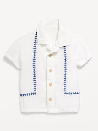 Short-Sleeve Textured Double-Weave Camp Shirt for Baby | Old Navy (US)