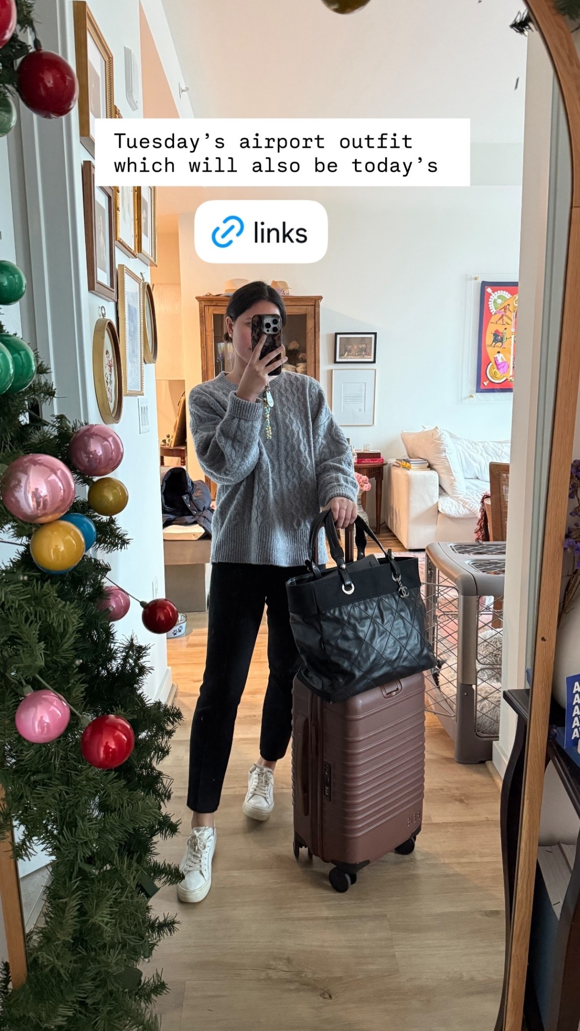 Tuesday’s airport outfit which will also be today’s  @soludos @favorite.daughter @jcrew  @beis