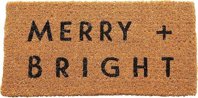 Creative Co-Op 32" L x 16" W Natural Coir Merry + Bright Doormats, Multi | Amazon (US)