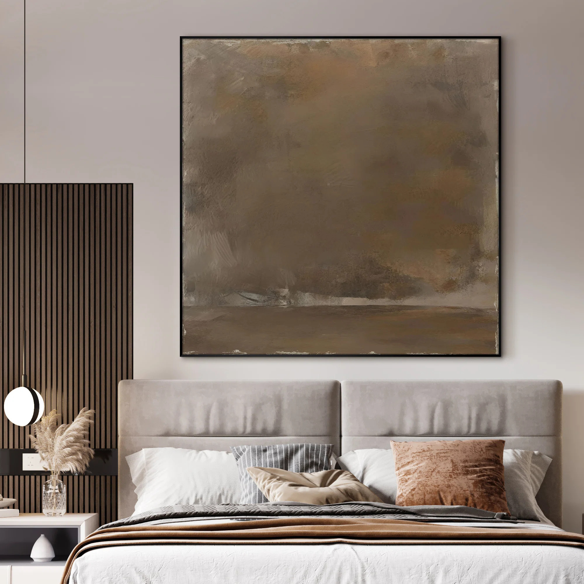 Extra Large Wall Art Fabric Print - Abstract Minimalist Brown Illustrations Artwork Decor for Liv... | Wayfair North America