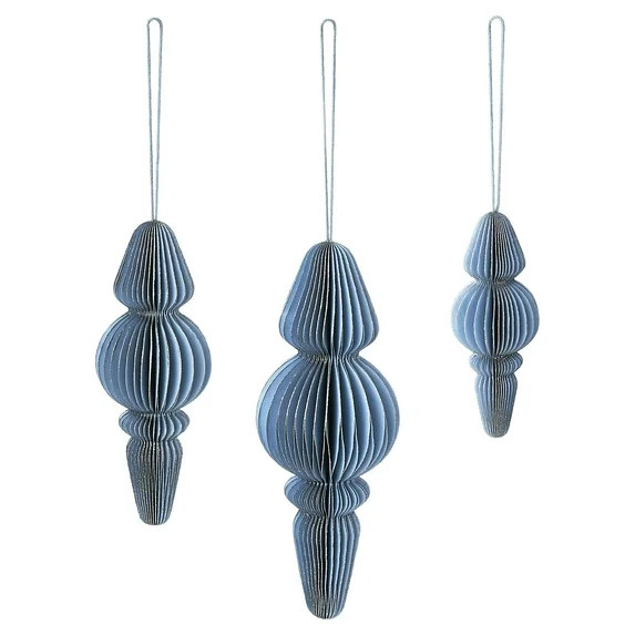 3 Count Blue Paper Finial Christmas Ornaments, by Holiday Time | Walmart (US)