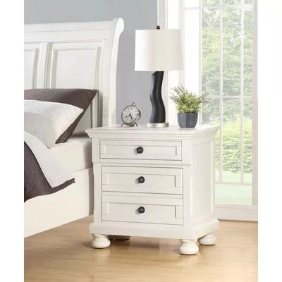 Elkland 3 - Drawer Nightstand Darby Home Co Color: White | Wayfair North America