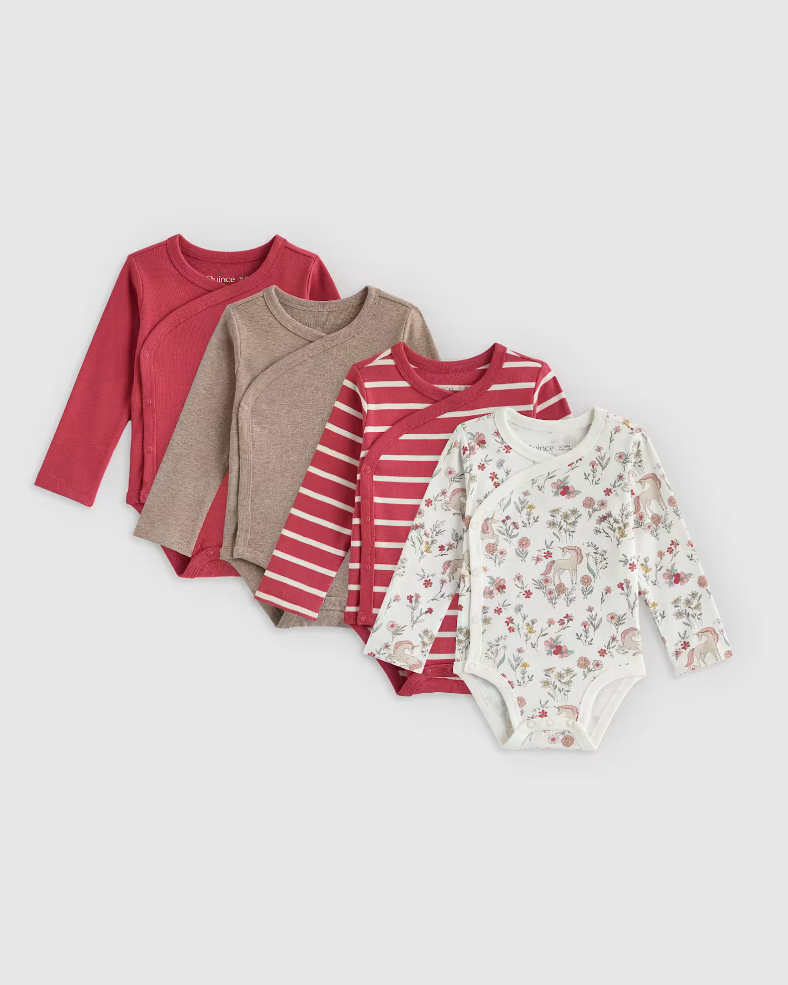 100% Organic Cotton Long Sleeve Snap Over Bodysuit 4-Pack | Quince