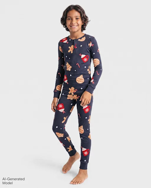 Boys Matching Family Gingerbread Snug Fit Cotton Henley Pajamas - Gray | The Children's Place
