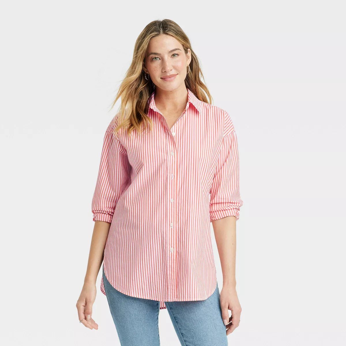 Women's Oversized Long Sleeve Collared Button-Down Shirt - Universal Thread™ | Target