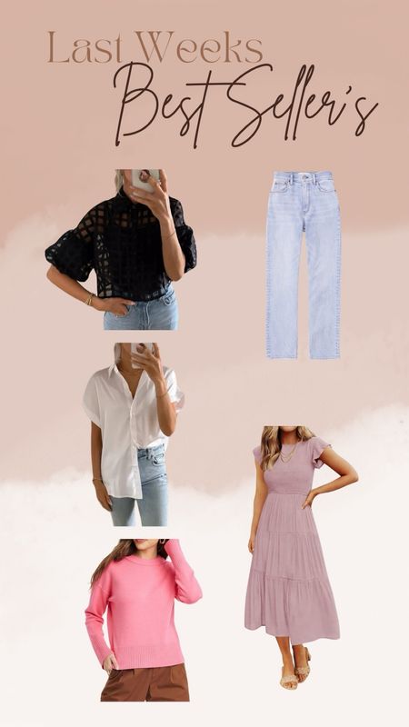 Best sellers. Tops and dresses fit true to size. I size down one in jeans. 

Abercrombie jeans, high waisted jeans, straight leg jeans, 90s jean, Amazon top, silk top, spring dress, wedding guest dress, target top, spring top, pink sweater, black button top top, trending outfit

#LTKxTarget #LTKwedding #LTKstyletip