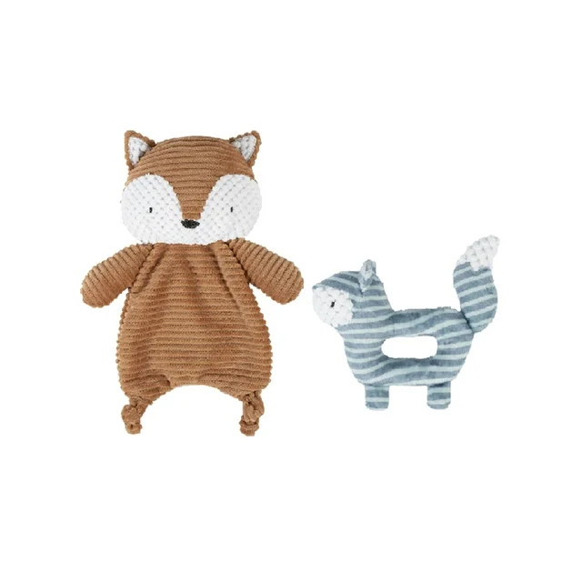 Modern Moments by Gerber Infant Unisex Plush Velvoa Lovie & Rattle Toys, 2-Piece Set | Walmart (US)