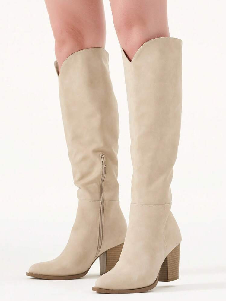 Women Knee High Boots High Heel Western Boots Pointed Toe Tall Boots Valentine's Day Valentines | SHEIN
