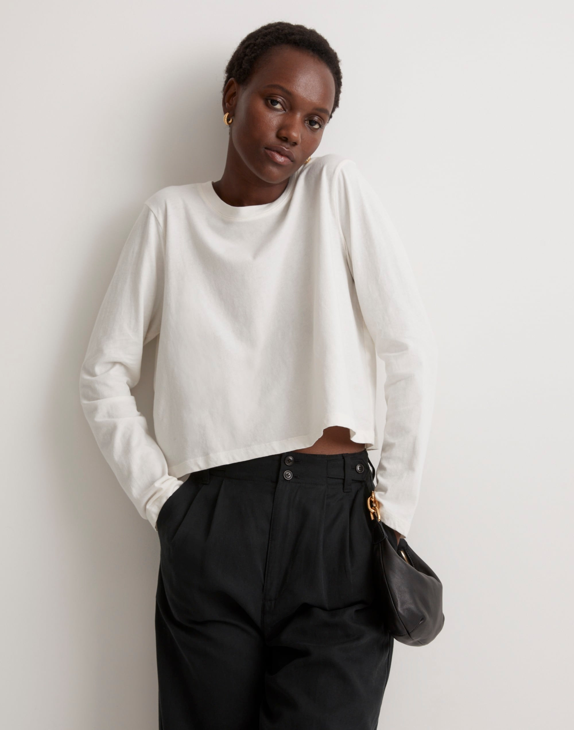 Softfade Cotton Boxy Crop Long-Sleeve Tee | Madewell
