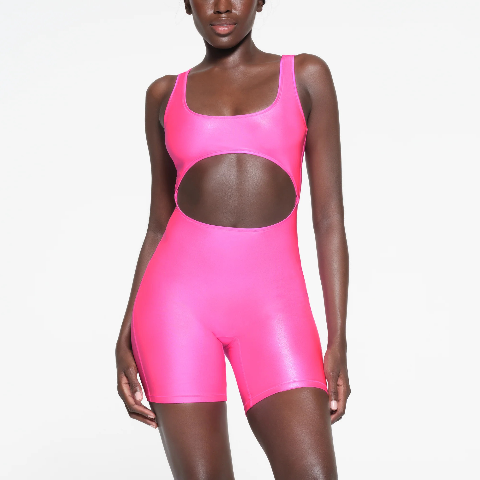 SKIMS Cut Out Cycle Suit | Pink | 4XL | Shine Swim | SKIMS (US)
