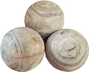 AT Set of 3 Gray Washed Wood Decorative Balls Orbs Spheres Farmhouse | Amazon (US)