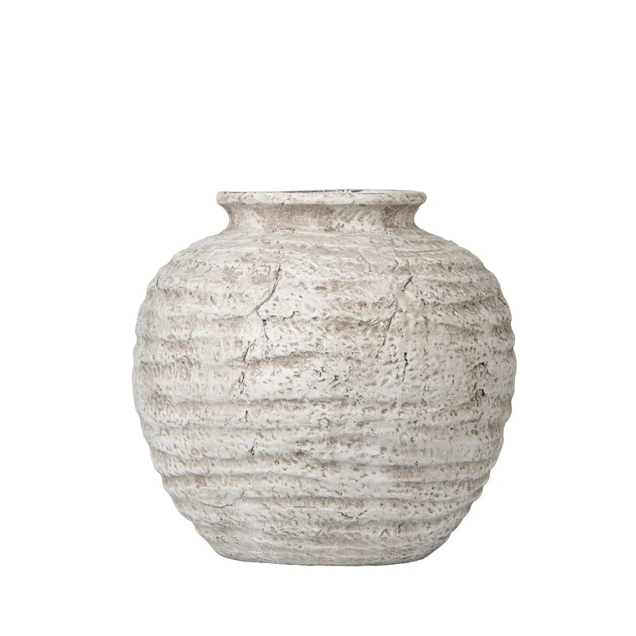 Almada 33cm Antique White Terracotta Flower Pot, Elegant Pottery Stone Finish Floor Vase for Home... | Wayfair UK
