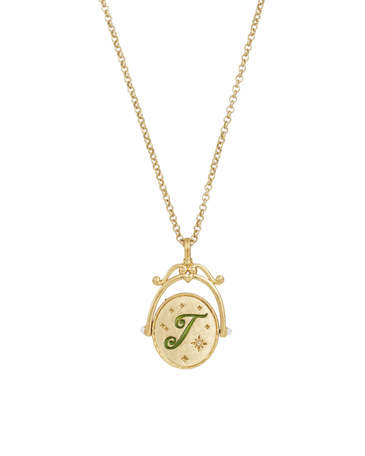 J Initial Jasmine Gold Spinner Necklace | Fable England