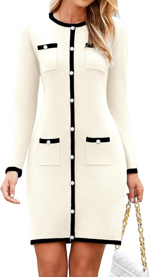 Simplee Womens Fall Winter Sweater Dress Long Sleeve Mini Dress Casual Knitted Bodycon Short Part... | Amazon (US)